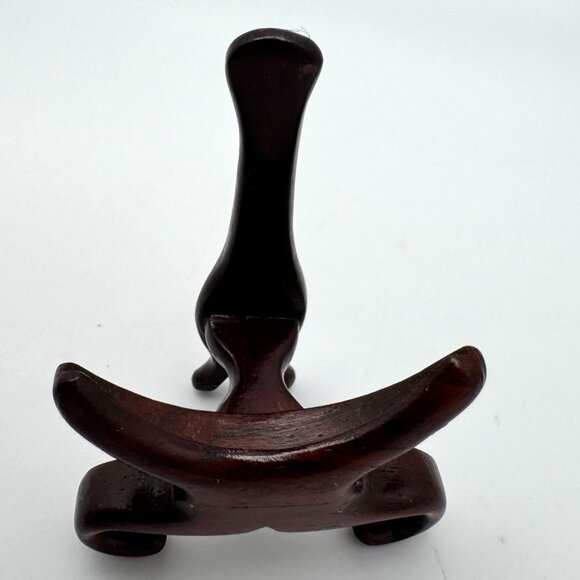 Limoges France Miniature Plate Romantic Rose Pattern Wooden Stand Vtg 1.75" - Picture 7 of 8